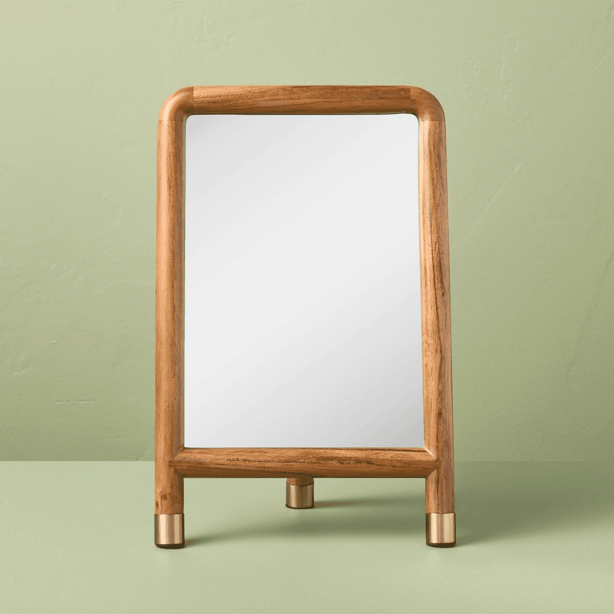 Hearth & Hand with Magnolia Wood Accent Mirror with Brass Feet