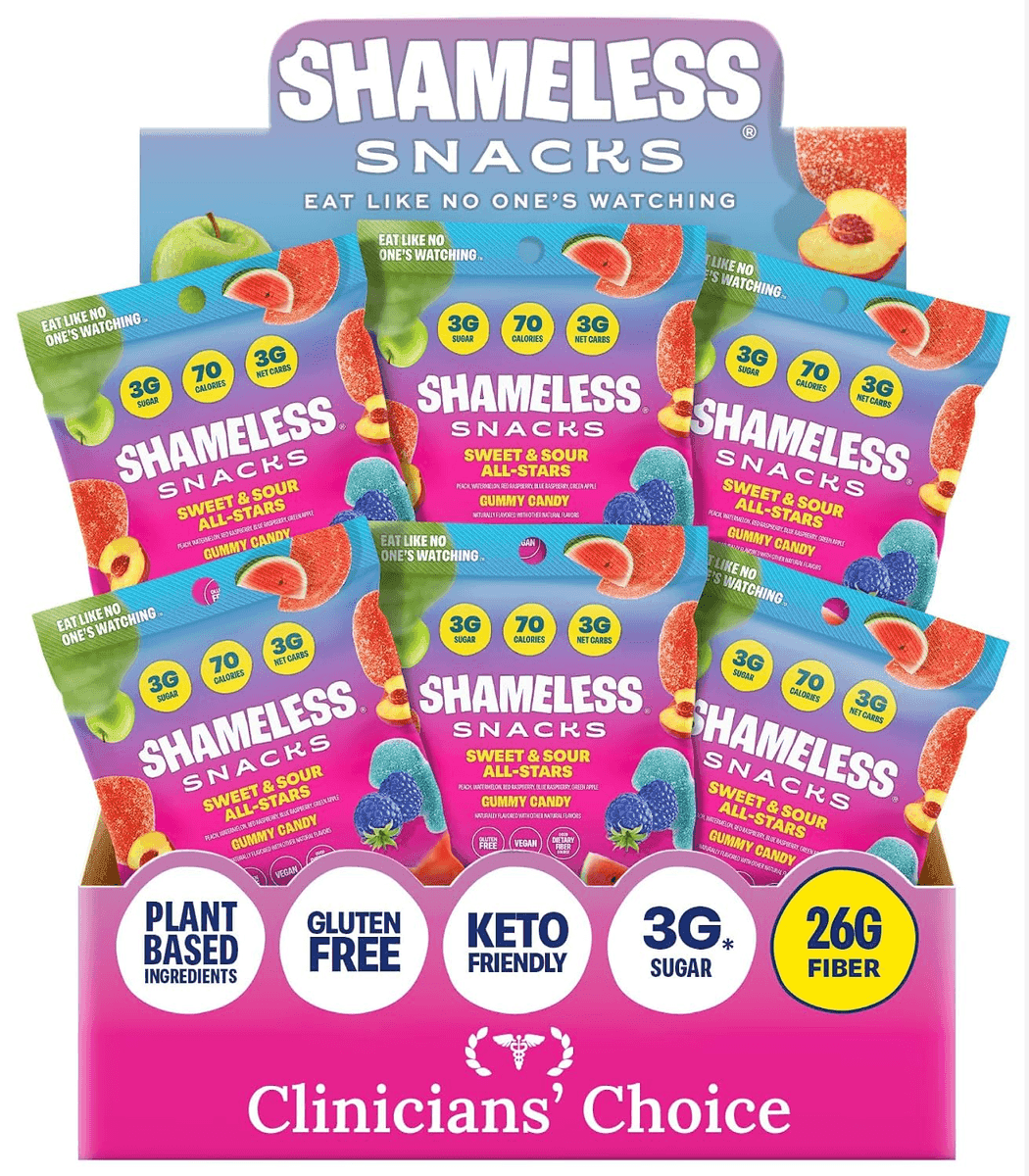 Shameless Snacks Sweet & Sour All-Stars Gummy Candy 6-Pack