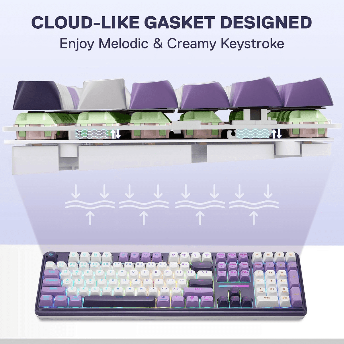 Redragon K745 PRO Wireless RGB Gaming Keyboard, Charming Purple image 5