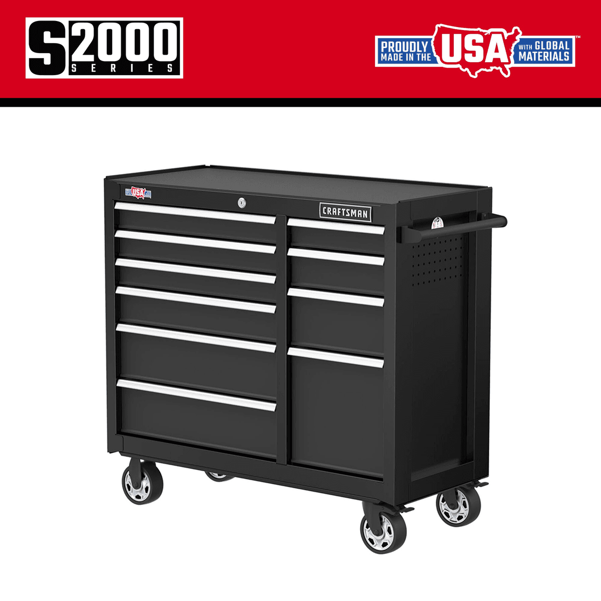 CRAFTSMAN 2000 Series 41.28-in 10-Drawer Rolling Tool Cabinet, Black image 2
