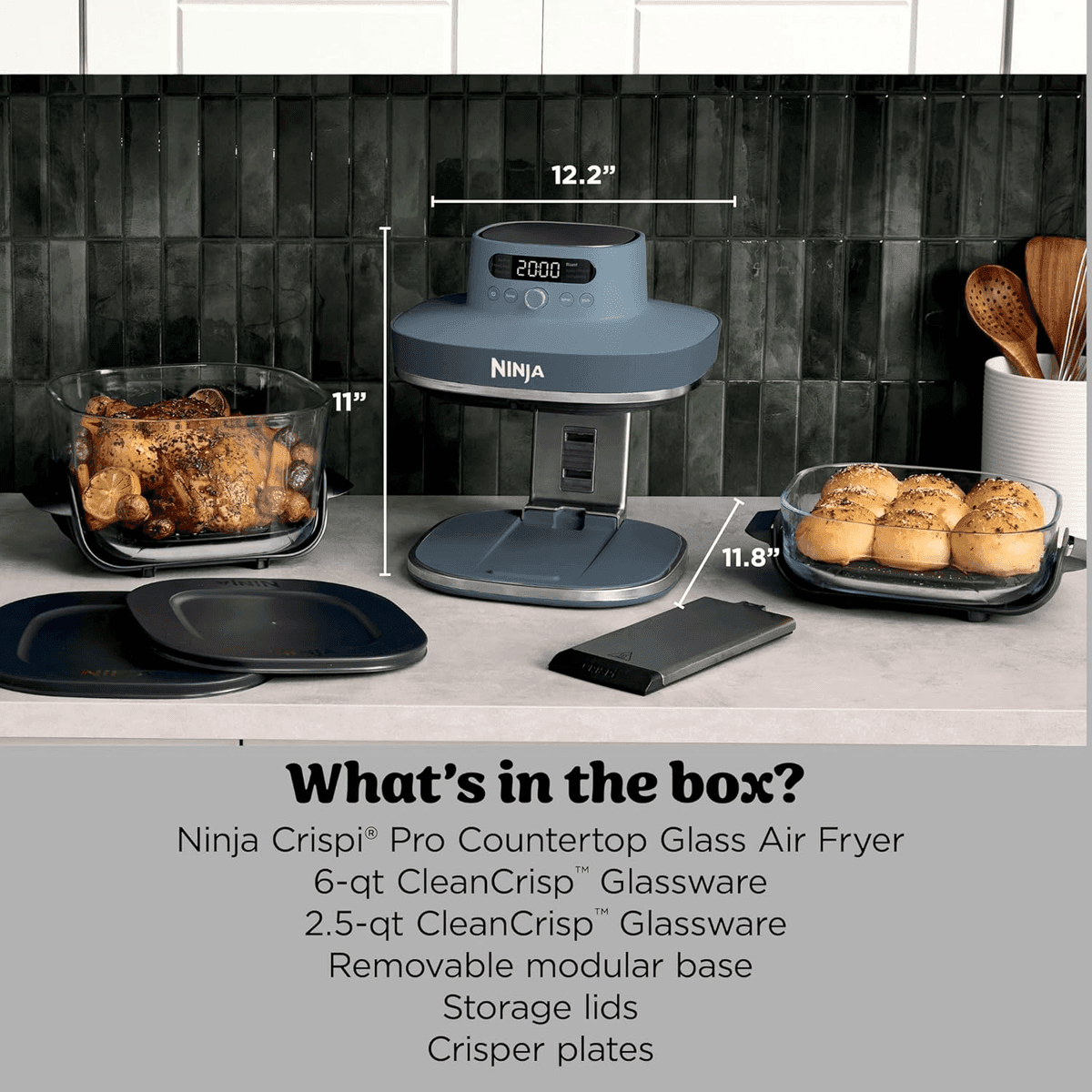 Ninja Crispi Pro 6-in-1 Glass Air Fryer, Cyberspace image 2
