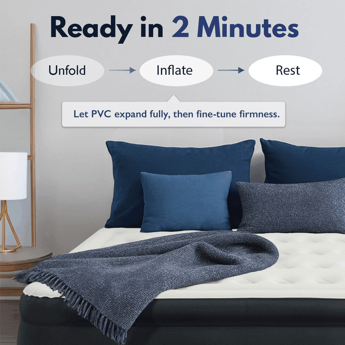 King Koil Full Size 20-Inch Air Mattress with Built-In Pump image 2