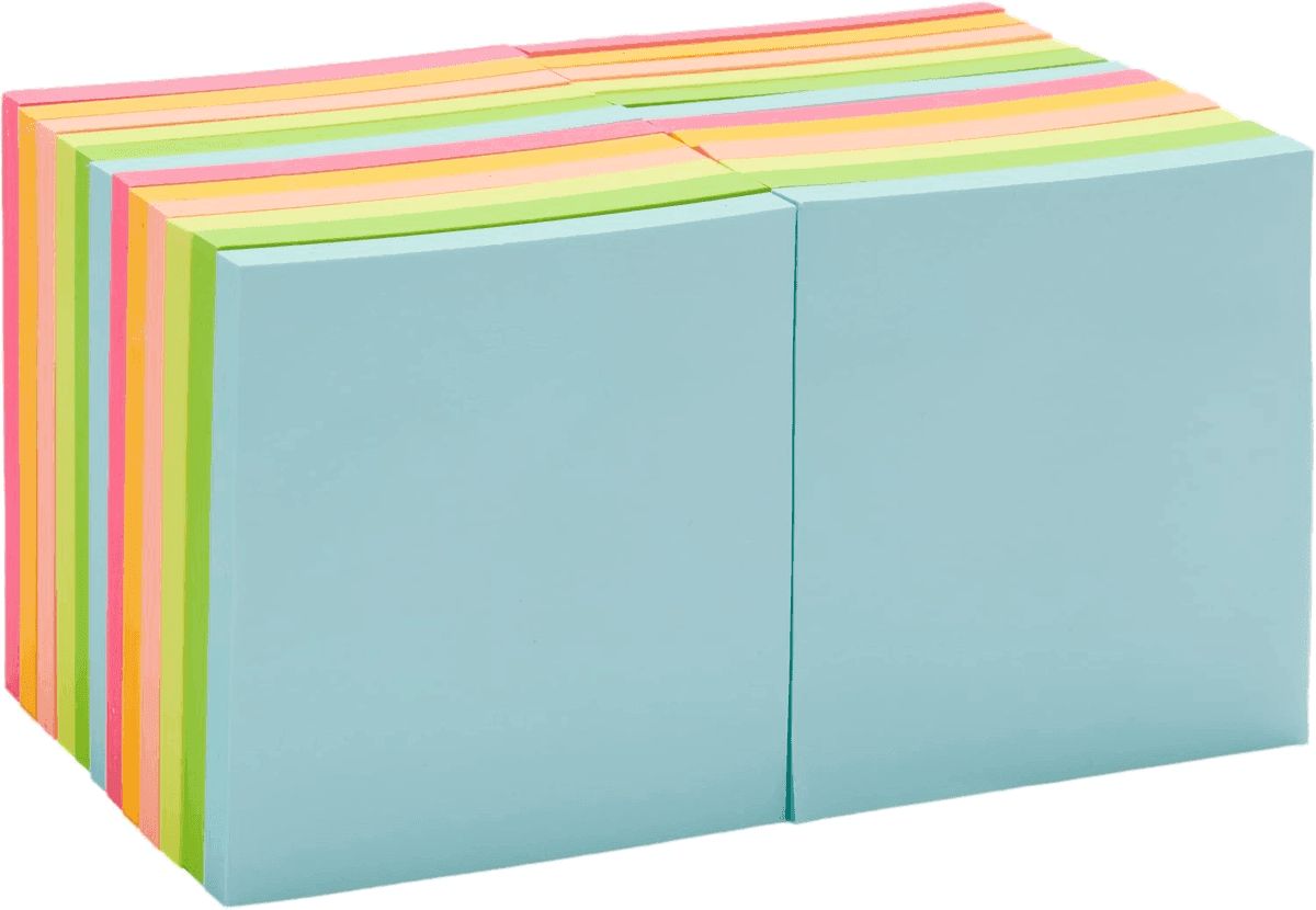 [Prime] Amazon Basics 3x3-Inch Sticky Notes, Assorted Colors, 24-Pack