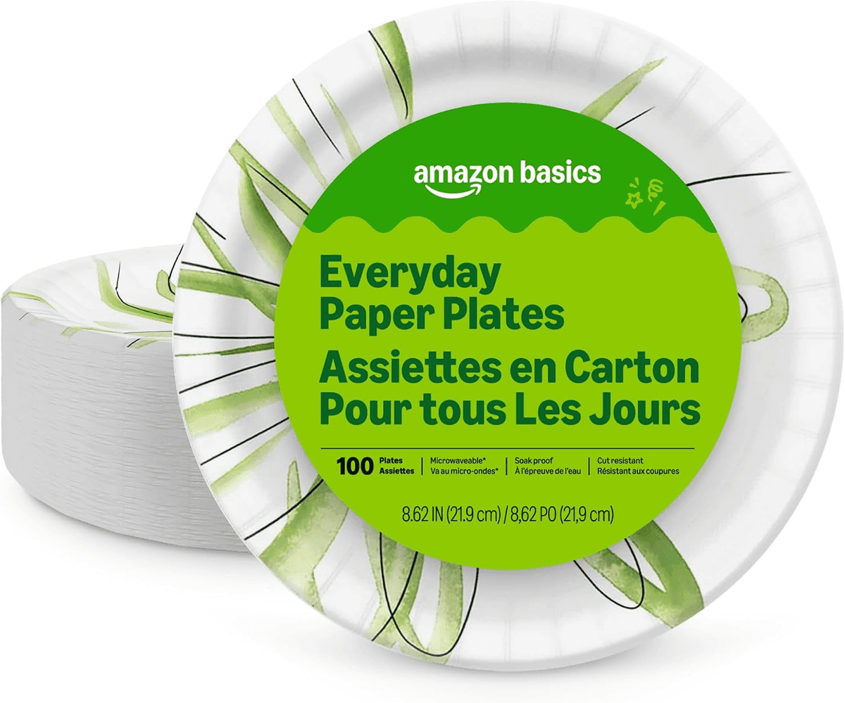 [Prime] Amazon Basics 8.62-Inch Disposable Paper Plates, 100 Count for $5.06