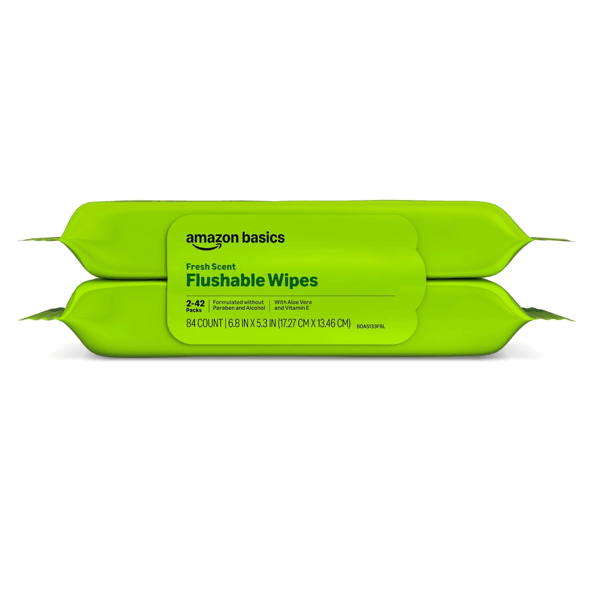 Amazon Basics Flushable Wipes, Fresh Scent, 84 Count