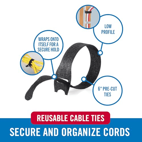 VELCRO Brand 6-Inch Reusable Cable Ties, Black, 100-Pack image 3