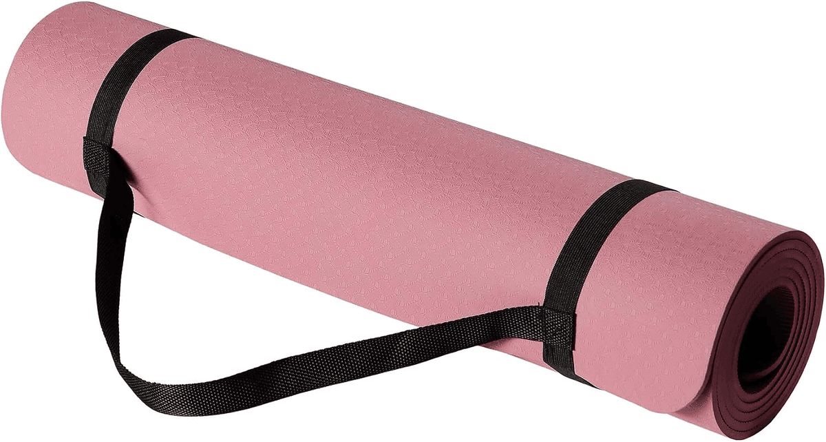 Amazon Basics 1/4-Inch TPE Yoga Mat with Strap - Plum