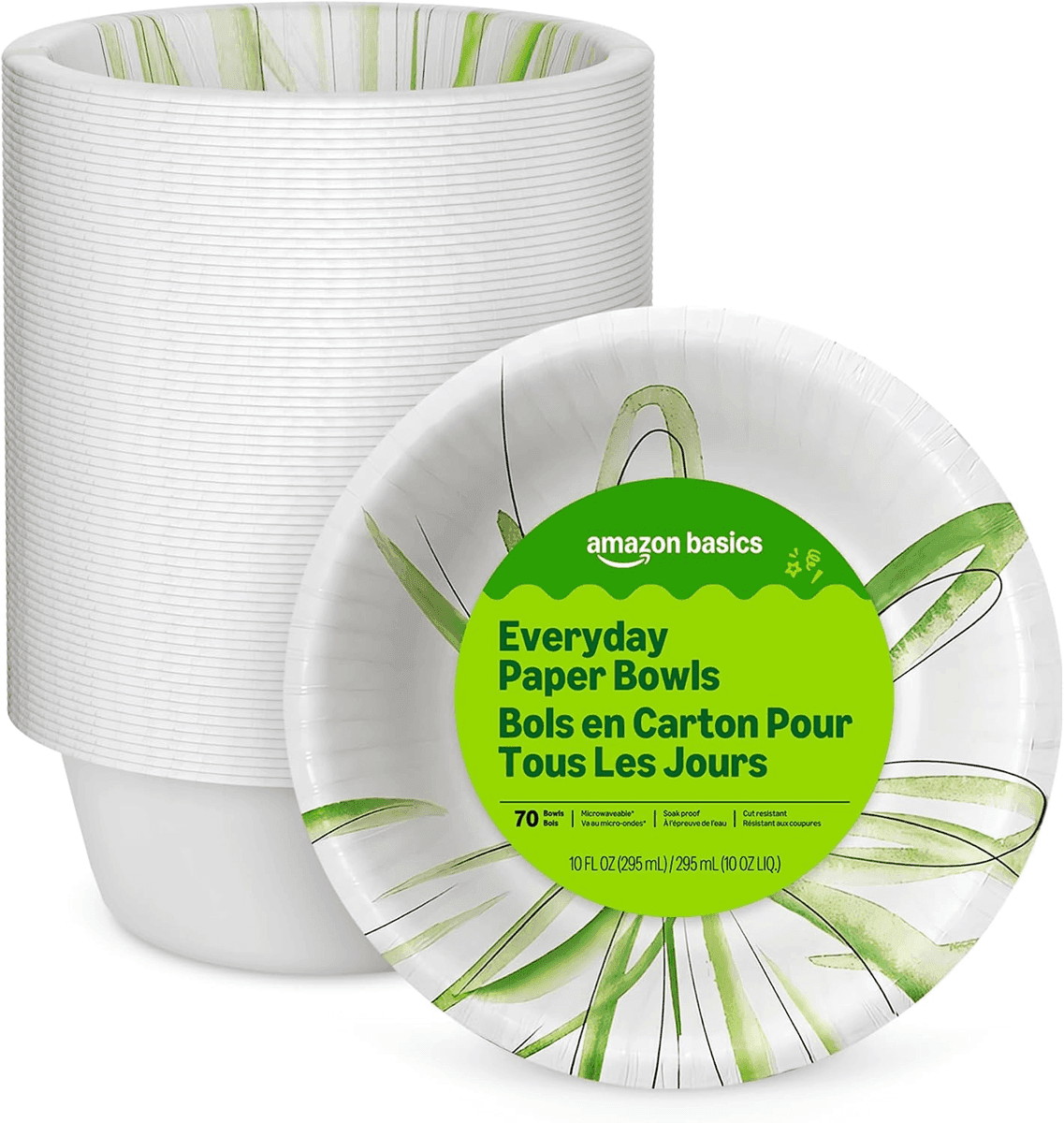 Amazon Basics 10-Ounce Everyday Paper Bowls, 70 Count