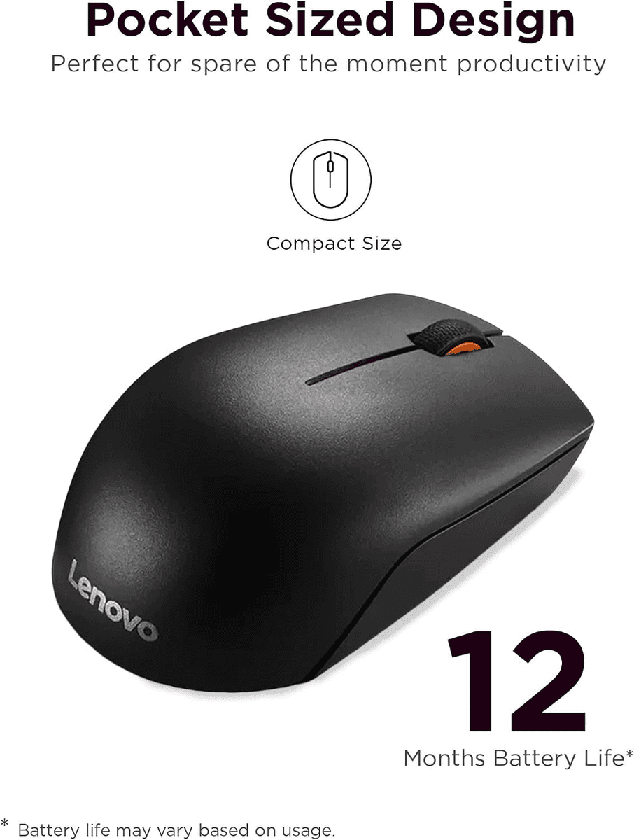 Lenovo 300 Wireless Mouse - Black image 2