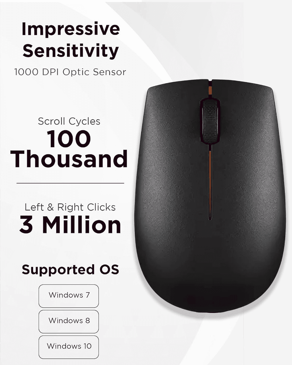 Lenovo 300 Wireless Mouse - Black image 5