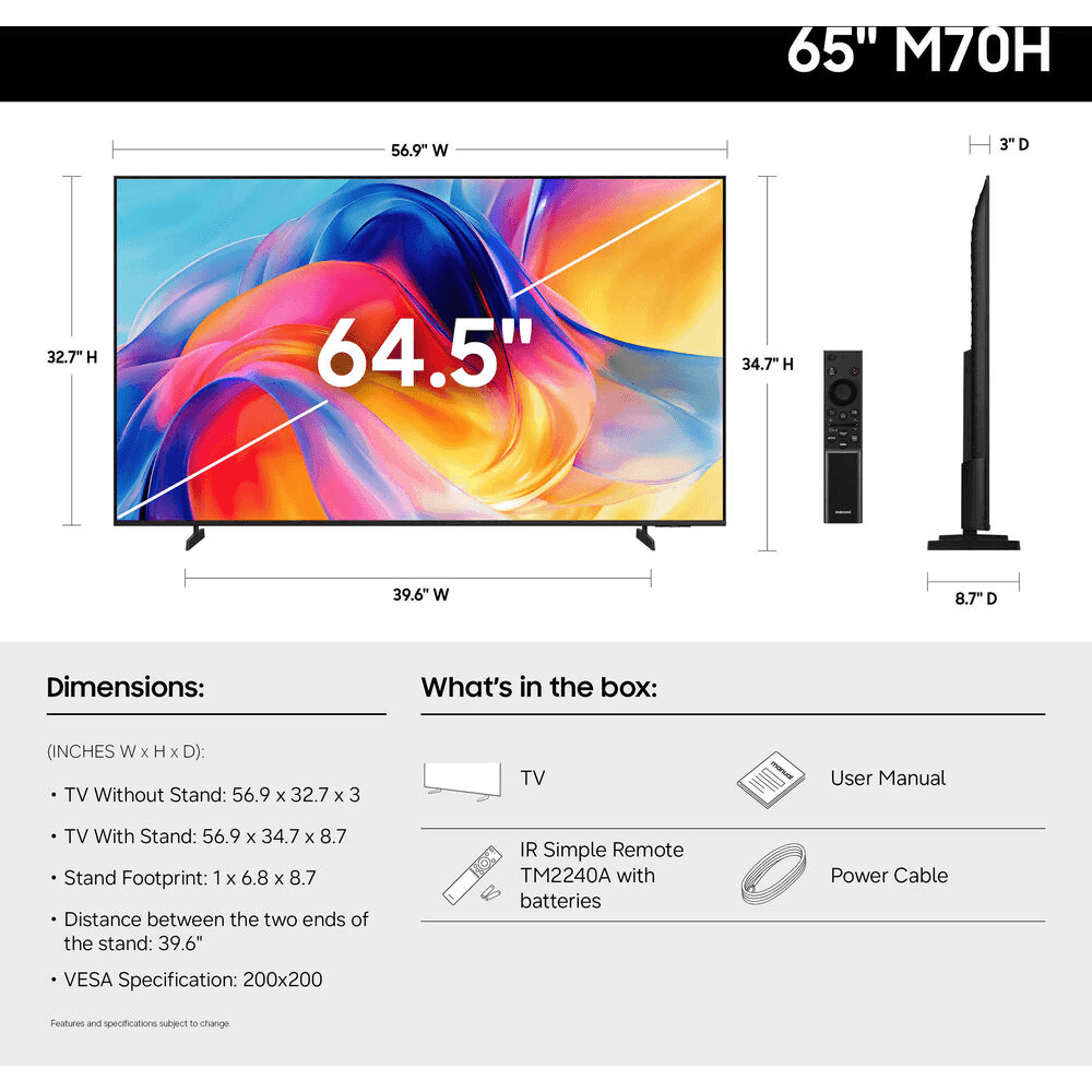 Samsung M70H 65-Inch 4K Smart Mini-LED TV for $427.99 image 5