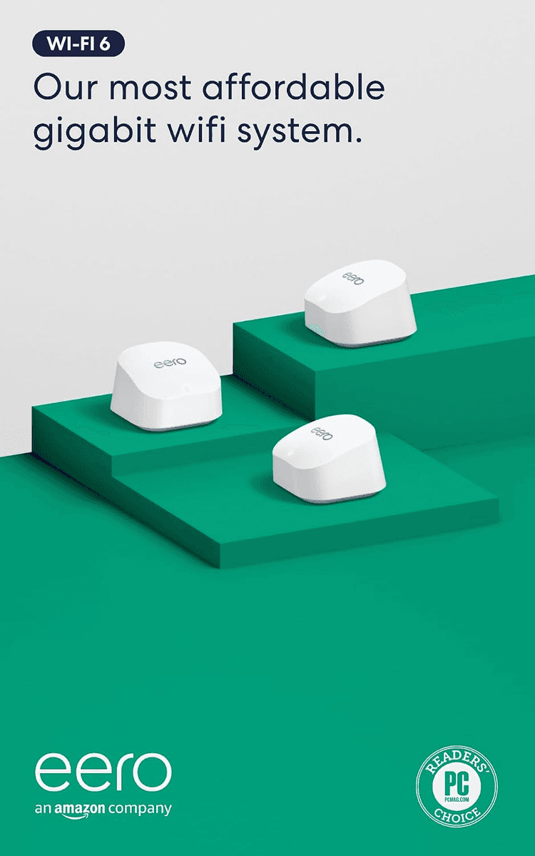 Amazon eero 6+ Wi-Fi 6 Mesh System 3-Pack for $214.99
