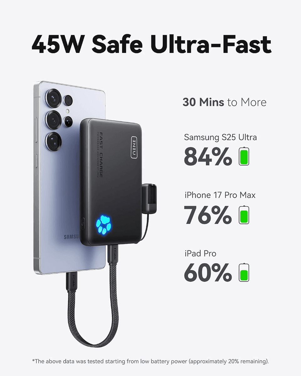 INIU 10,000mAh 45W Portable Charger for $21.59 image 3