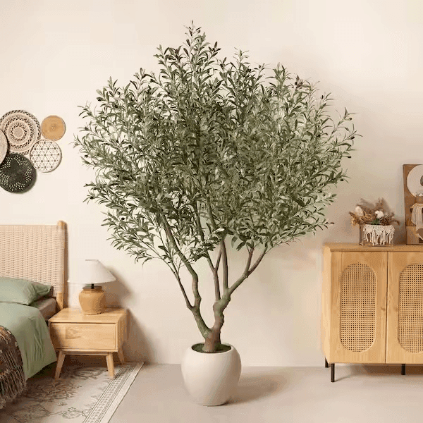 DR.Planzen 8-ft. Artificial Olive Tree with White Planter image 2