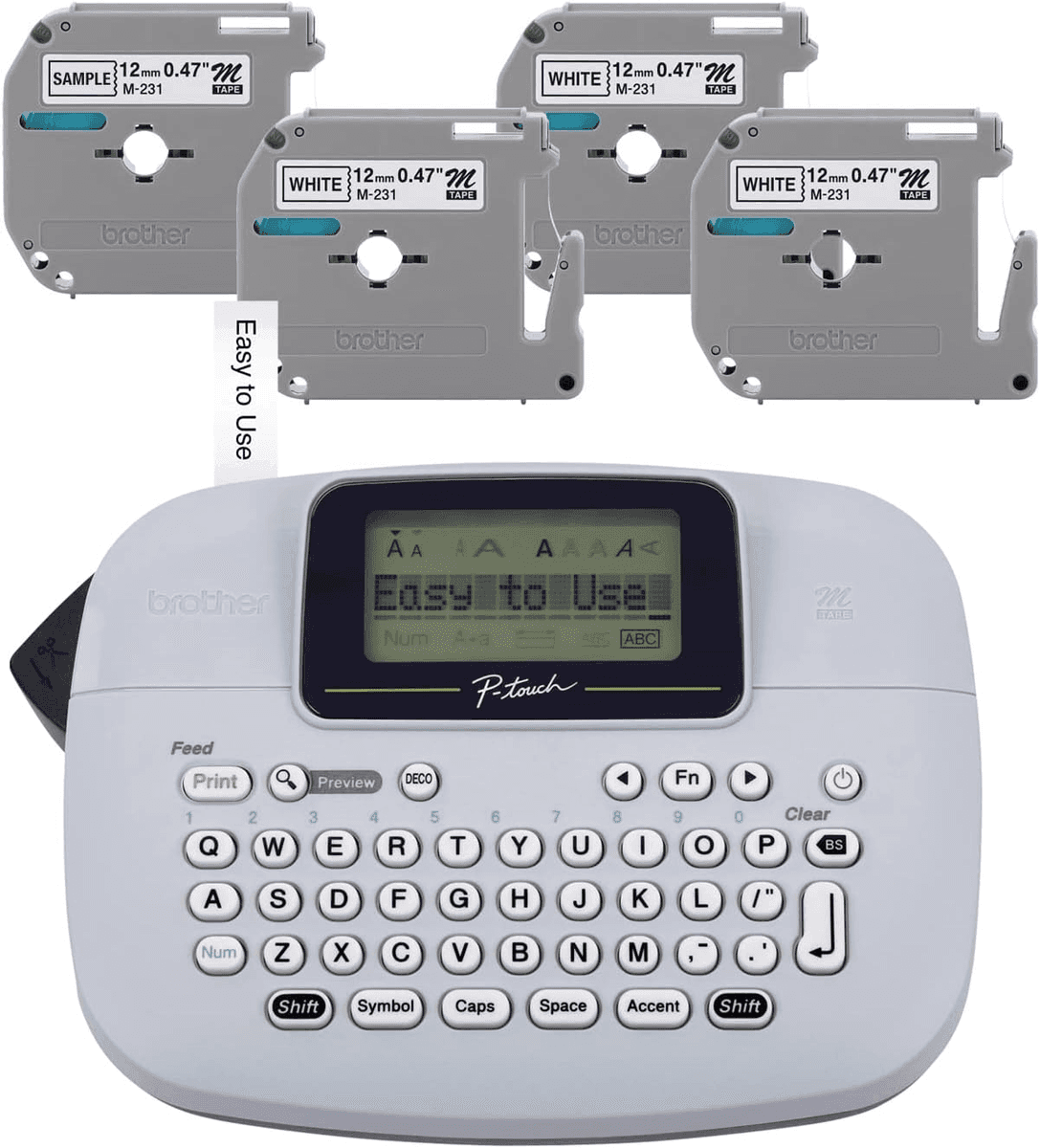 Brother PT-M95 P-Touch Label Maker Bundle with 4 Tapes