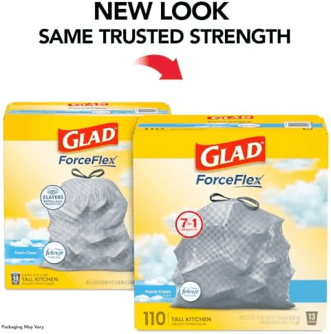 Glad ForceFlex 13-Gallon Tall Kitchen Drawstring Trash Bags, 110 Count image 3