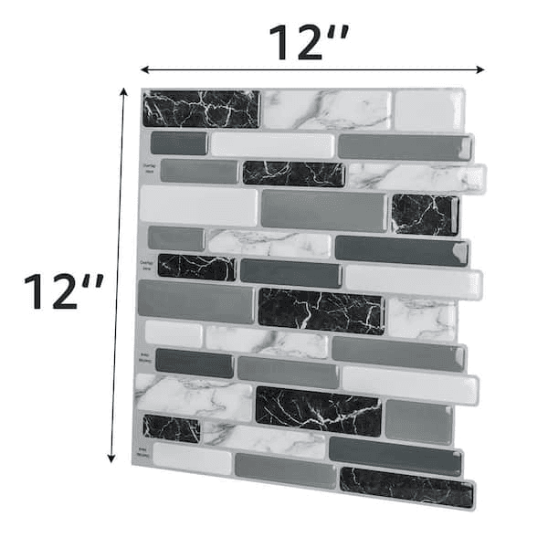 Art3d 12 in. x 12 in. Grey Marble Peel-and-Stick Wall Tile, 10-Pack image 3
