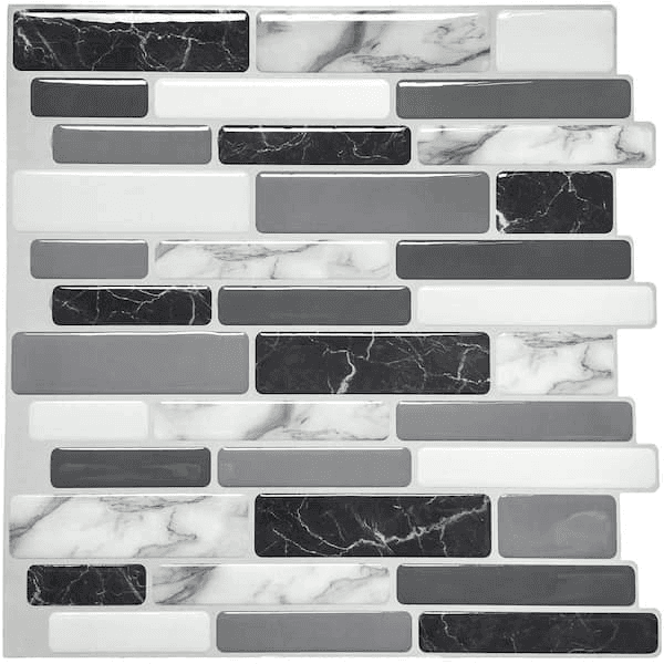 Art3d 12 in. x 12 in. Grey Marble Peel-and-Stick Wall Tile, 10-Pack