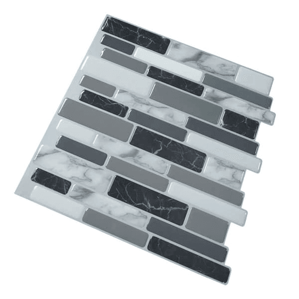 Art3d 12 in. x 12 in. Grey Marble Peel-and-Stick Wall Tile, 10-Pack image 4