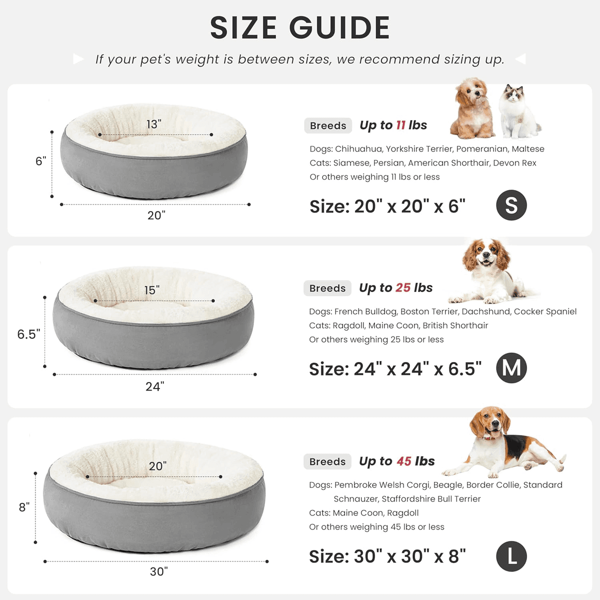 Love's cabin 20 in. Round Donut Cat and Dog Bed, Gray image 3