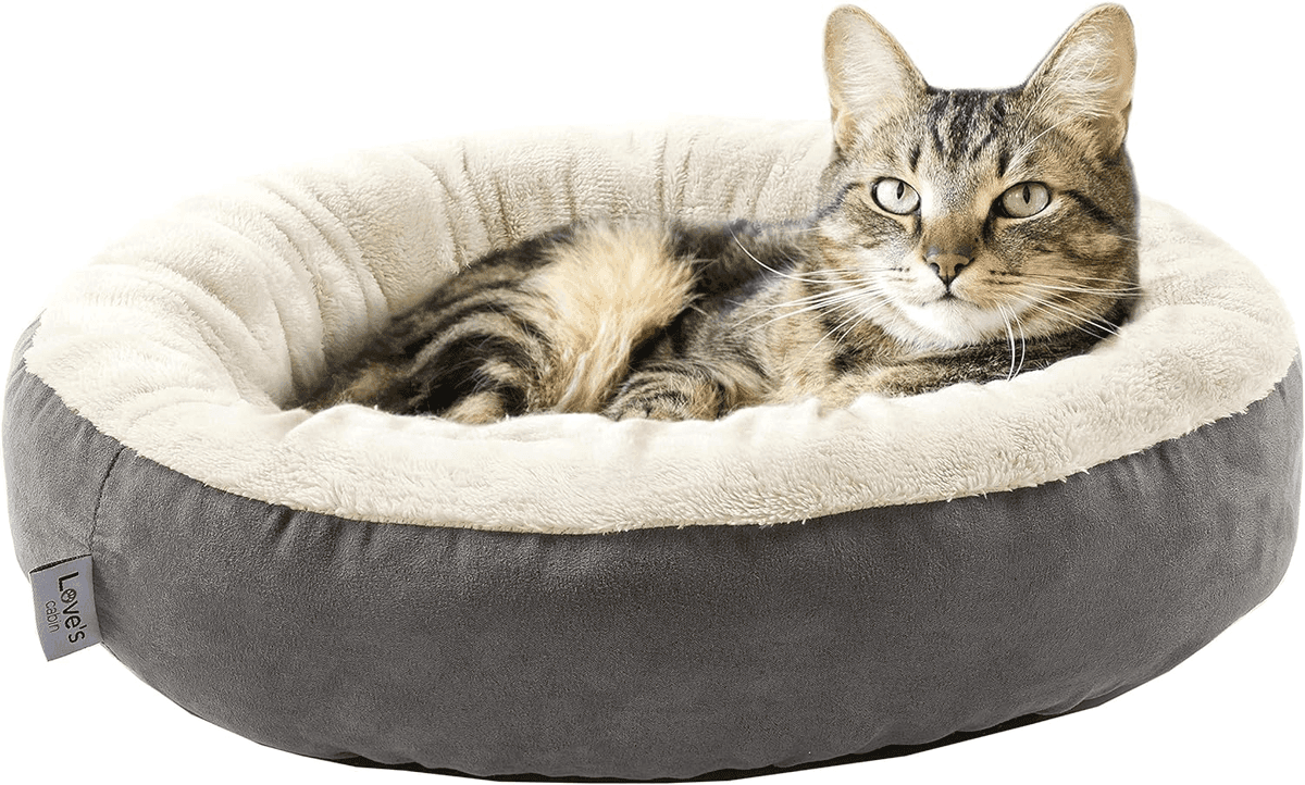 Love's cabin 20 in. Round Donut Cat and Dog Bed, Gray