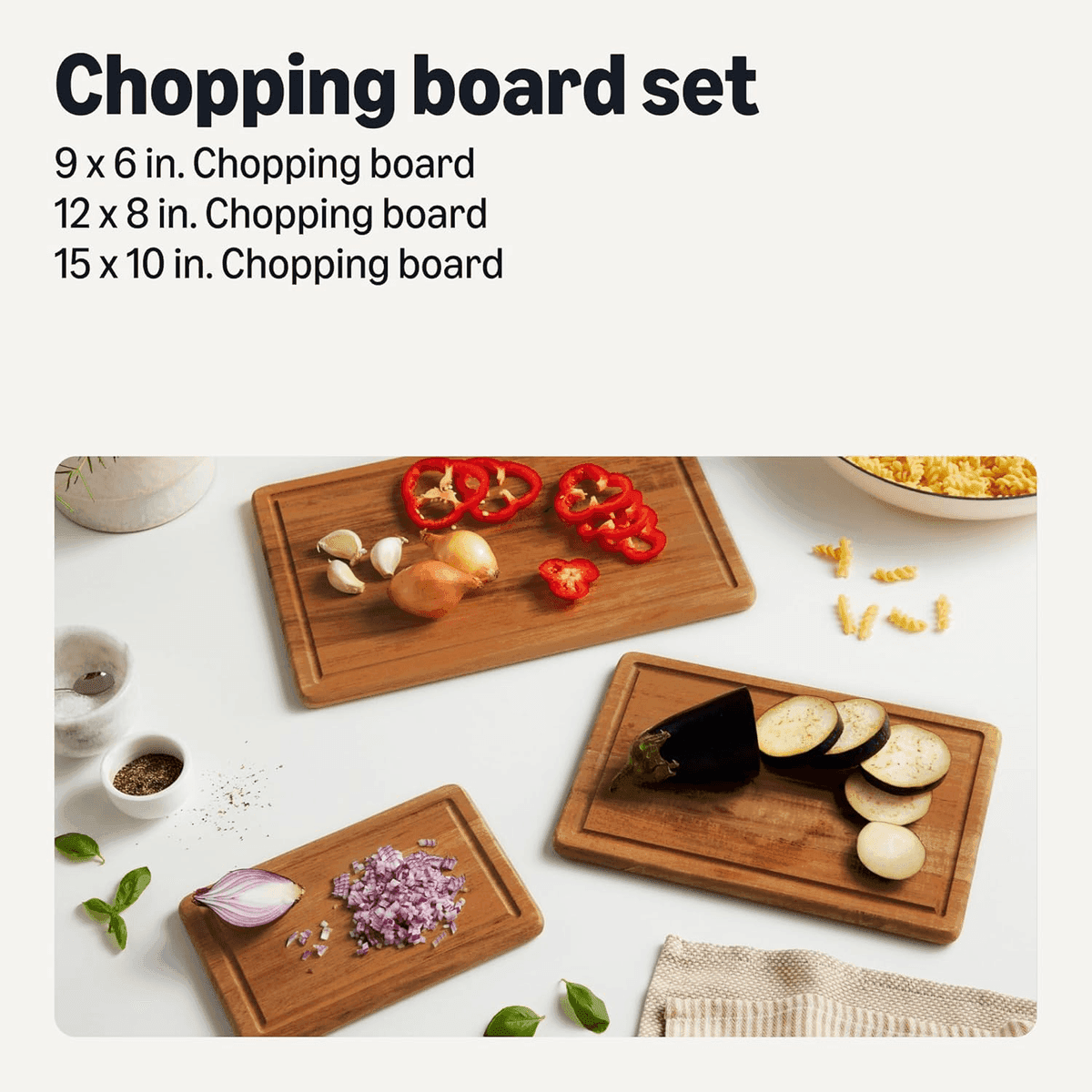 Amazon Basics Acacia Wood Cutting Boards, 3-Piece Set image 2