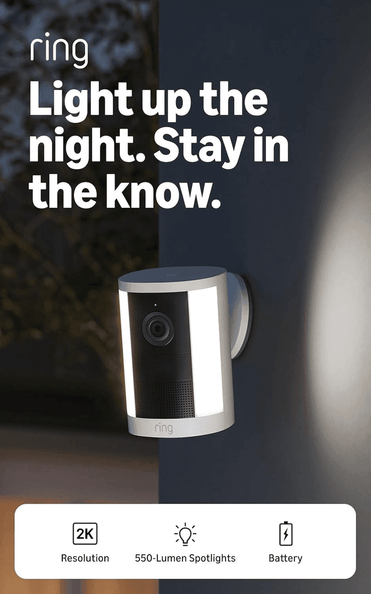 Ring Spotlight Cam 2K Battery Security Camera - White