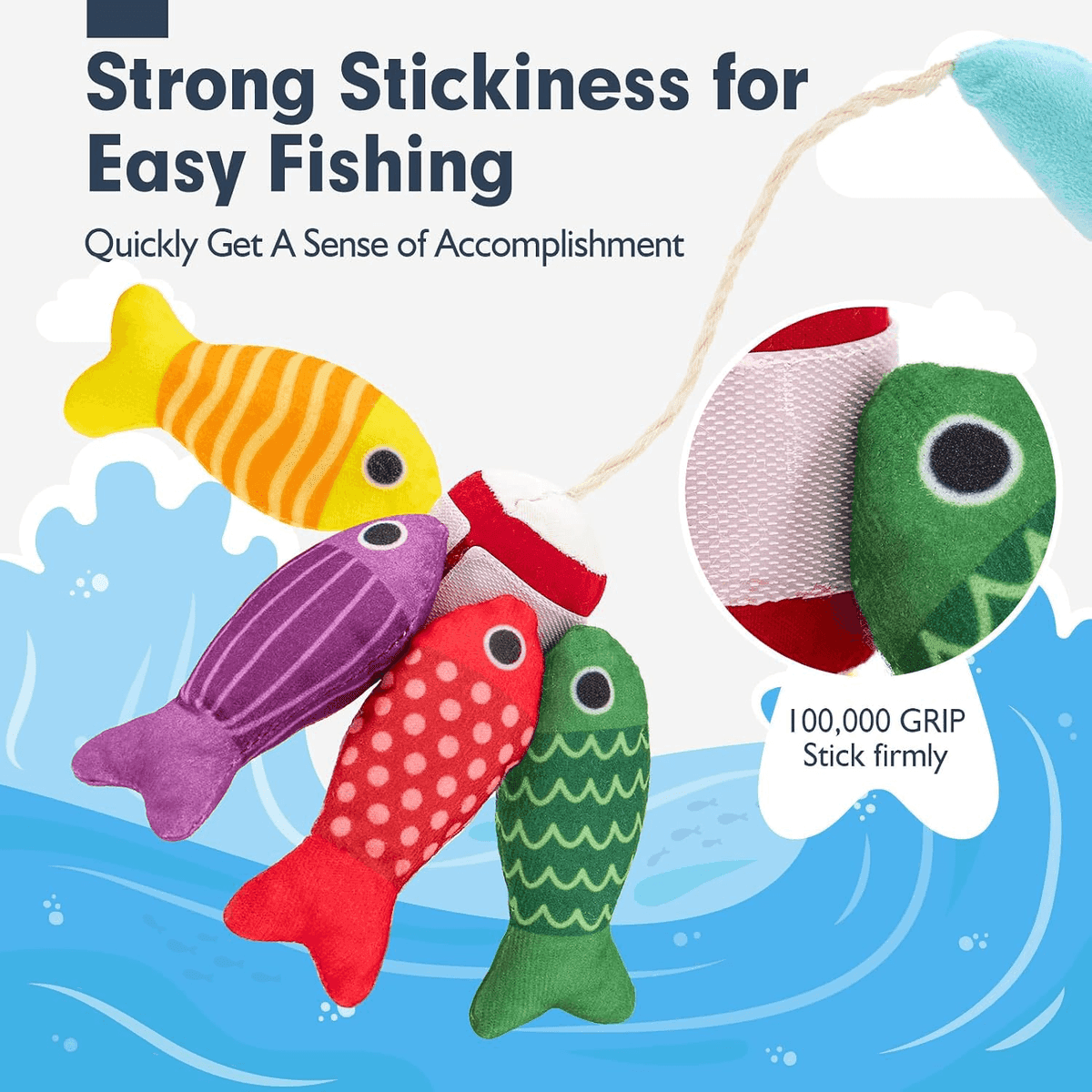 hahaland 22-Piece Montessori Cloth Fishing Game image 3