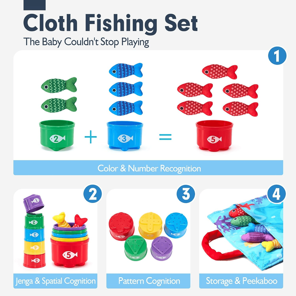 hahaland 22-Piece Montessori Cloth Fishing Game image 4