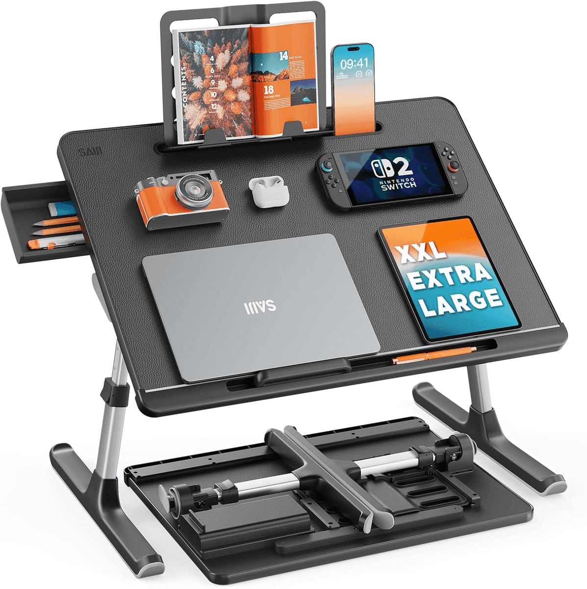 SAIJI XXL Adjustable Foldable Lap Desk (Black)