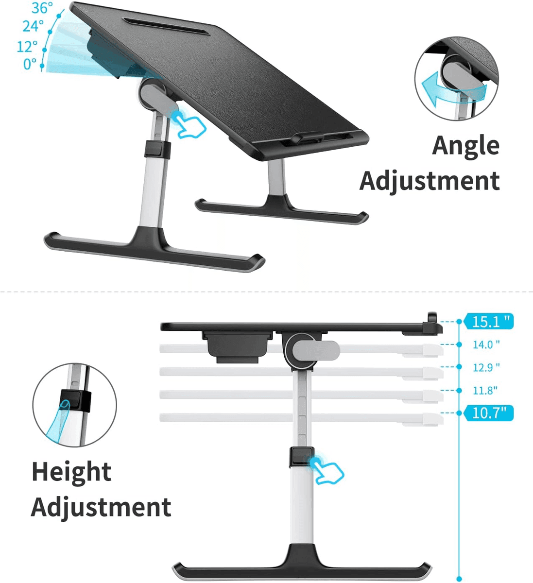 SAIJI XXL Adjustable Foldable Lap Desk (Black) image 3