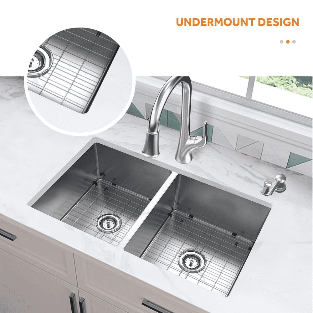 Glacier Bay 31" Double-Bowl Sink & Pull-Down Faucet (VUR3118A0PA1) image 4