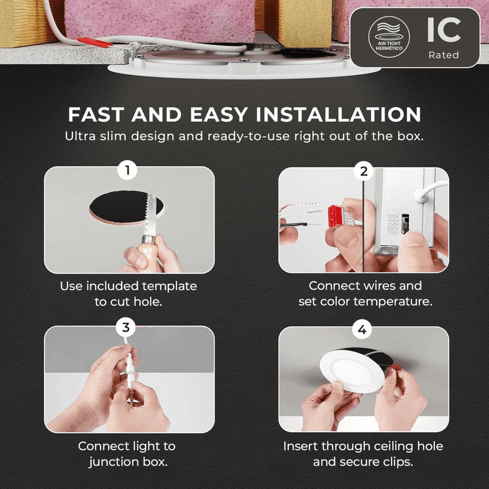 Globe Electric 6-inch 5-CCT Canless LED Recessed Lights, 12-Pack image 4