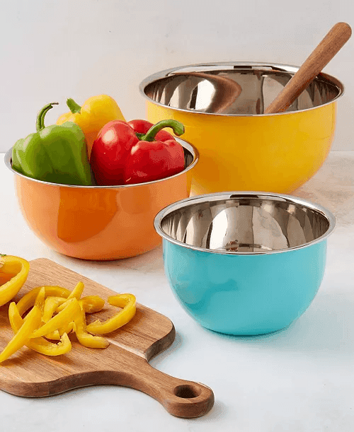 INFUSE Latin 3-Piece Stainless Steel Mixing Bowl Set image 2