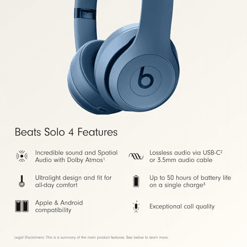 Beats Solo 4 Wireless On-Ear Headphones, Slate Blue image 2