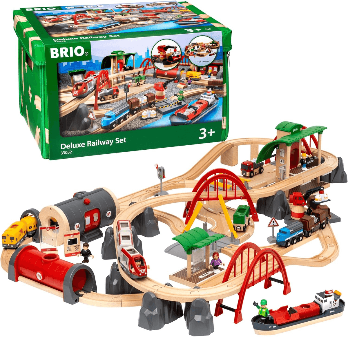 [Prime] BRIO World Deluxe 87-Piece Wooden Railway Set