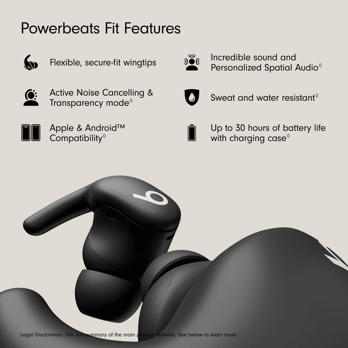 Beats Powerbeats Fit Noise-Cancelling Workout Earbuds, Jet Black image 2