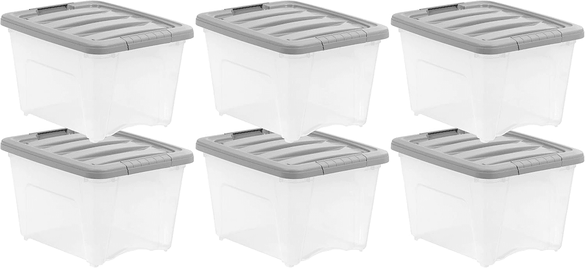 Amazon Basics 19-Quart Latching Storage Bins - Set of 6