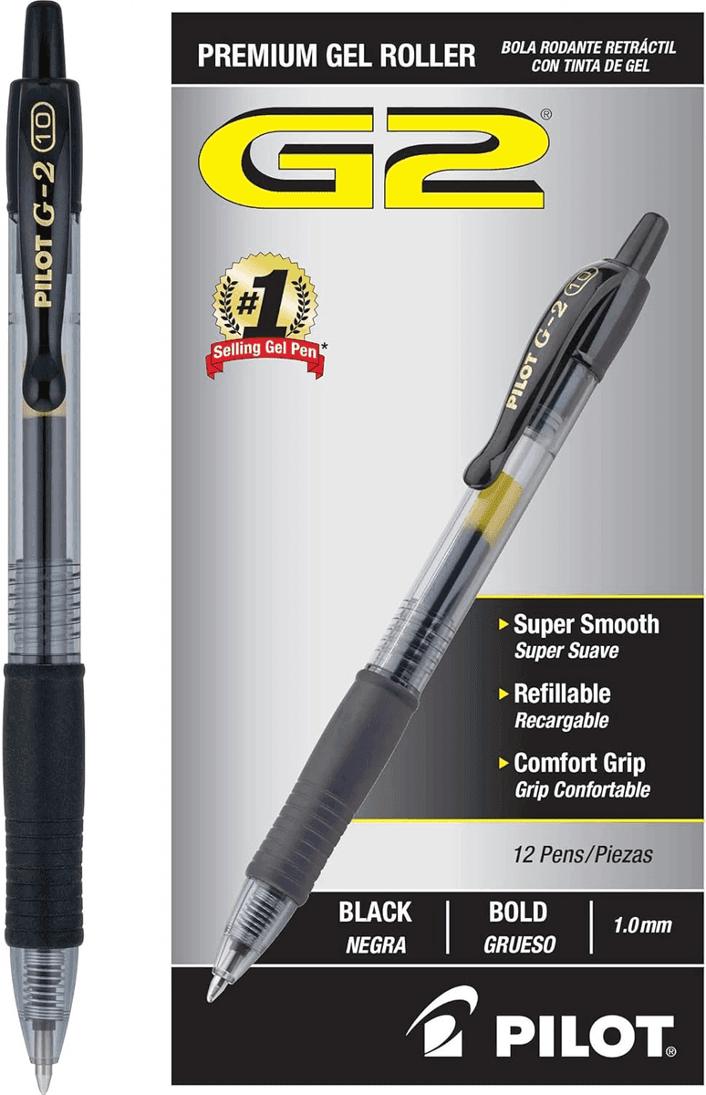 PILOT G2 Bold 1.0mm Black Gel Pens, 12-Pack