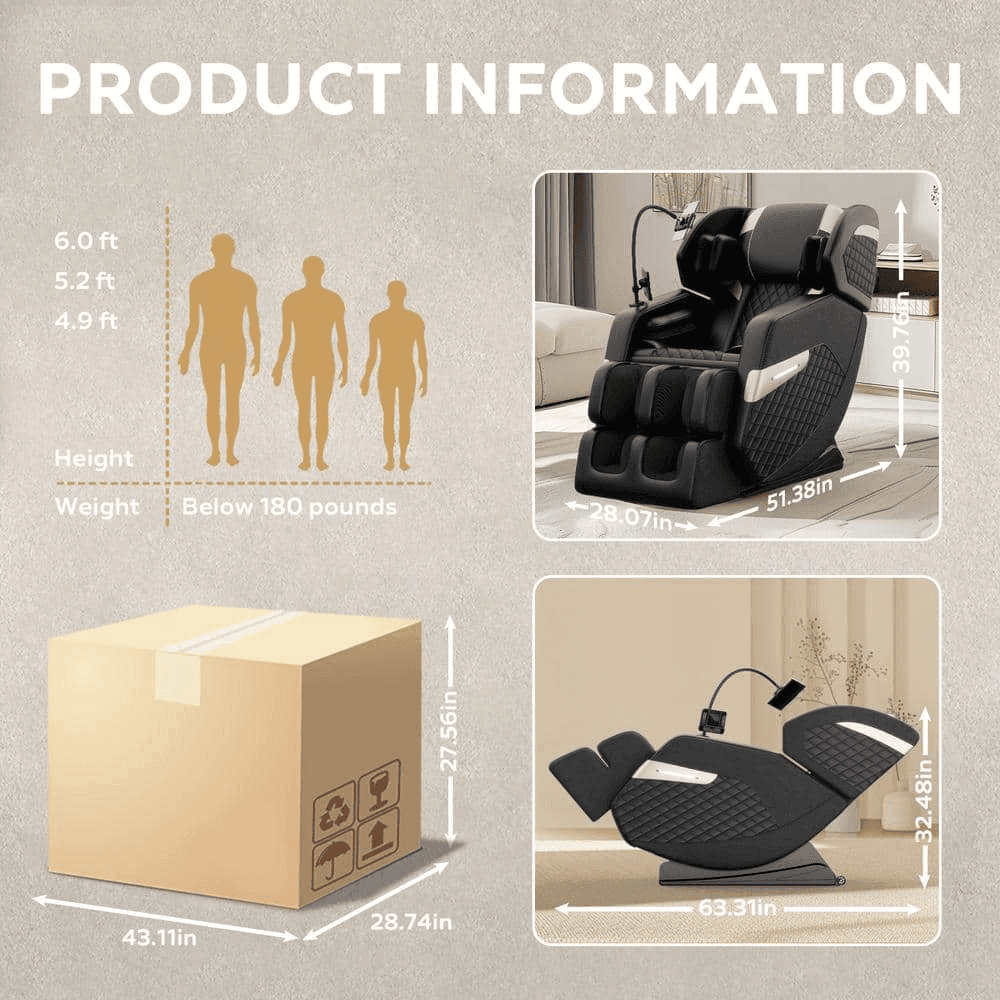 Noble House Vystan Zero-Gravity Massage Chair with Heat and Bluetooth image 4