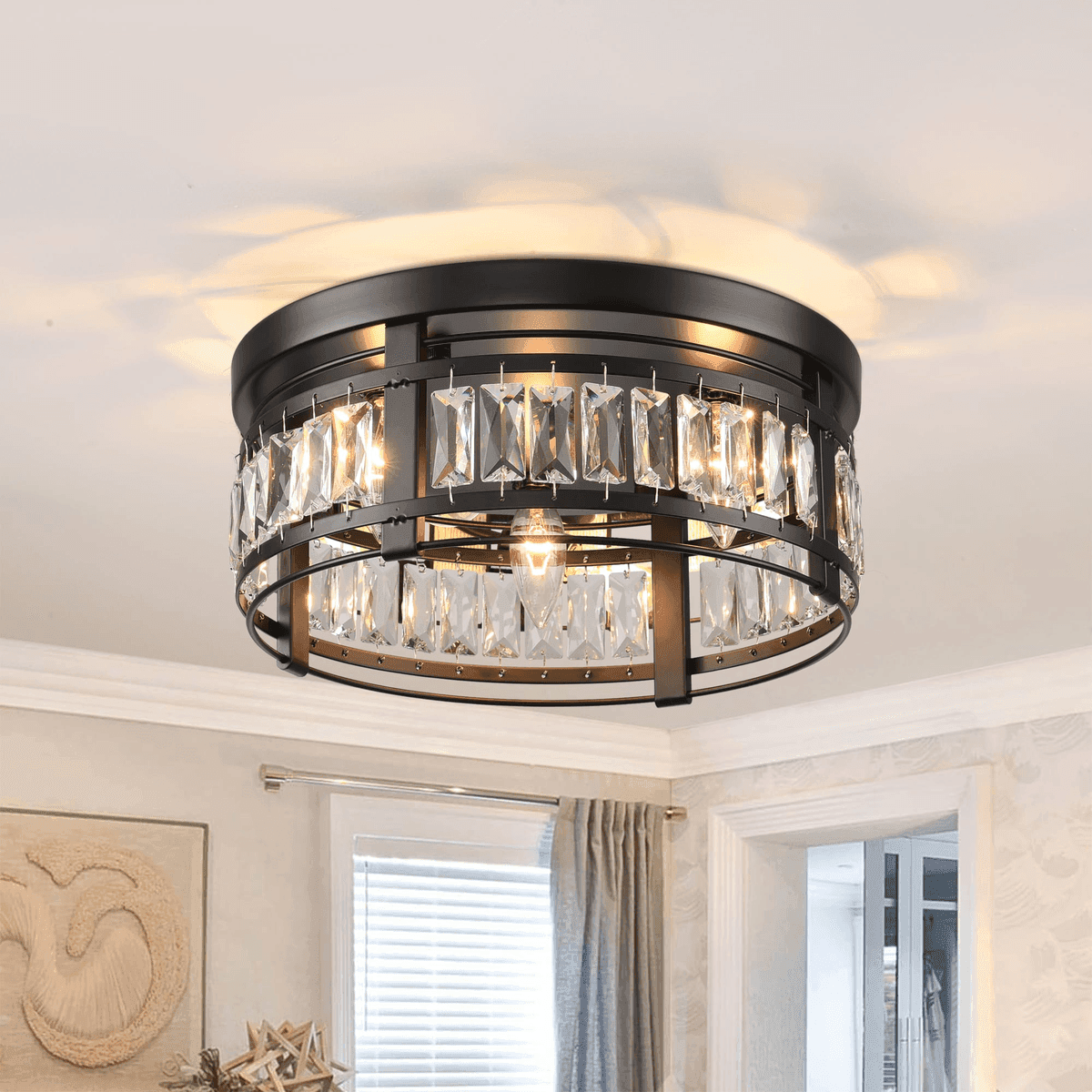 Parrot Uncle 13.3-inch Crystal Flush Mount Ceiling Light