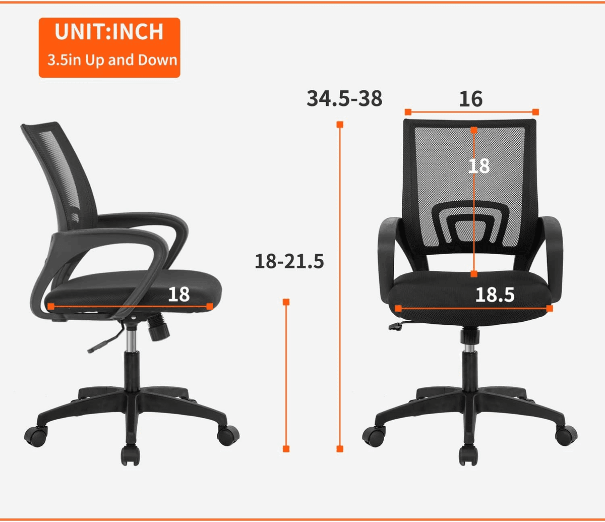 BestOffice Mid-Back Mesh Ergonomic Office Chair image 3