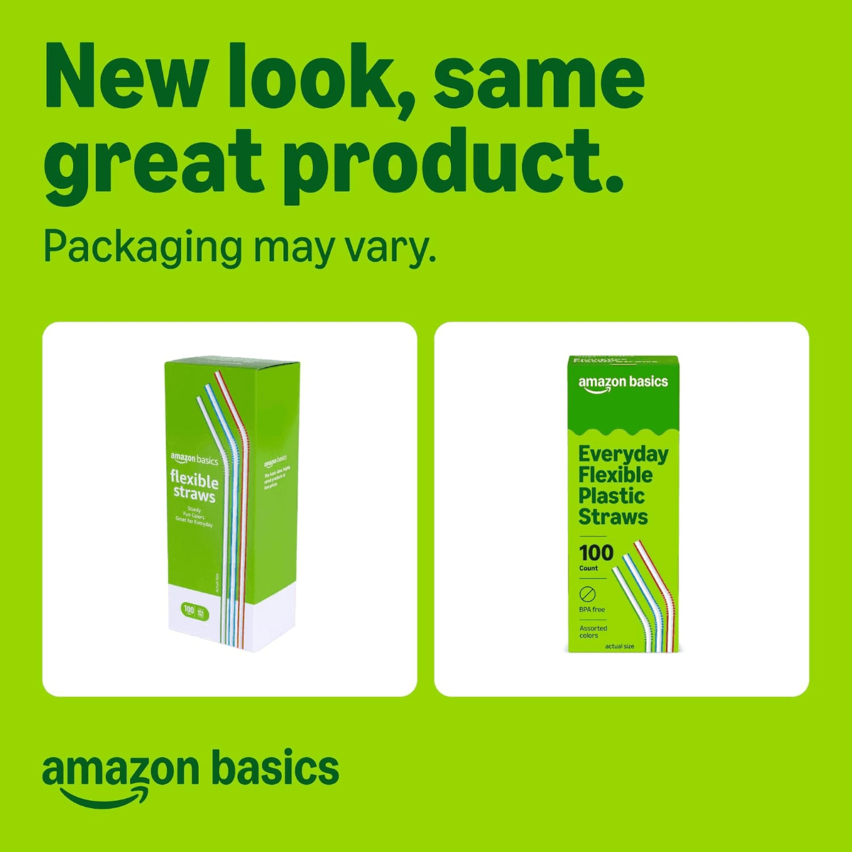[Prime] Amazon Basics Flexible Plastic Straws, 100 Count image 2
