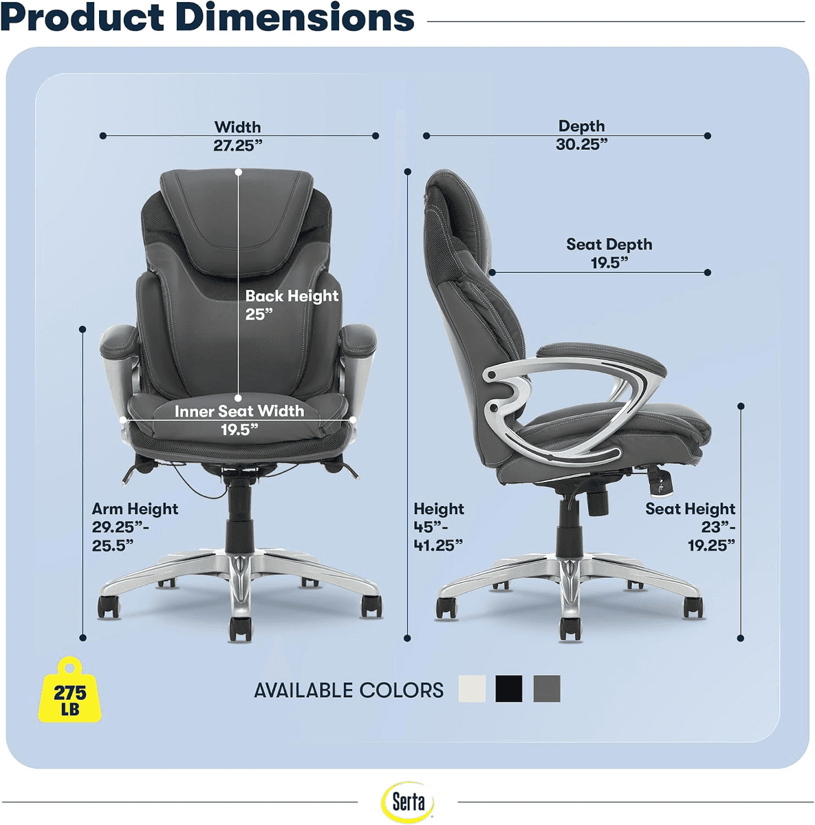 [Prime] Serta Bryce Ergonomic Executive Office Chair, Gray image 2