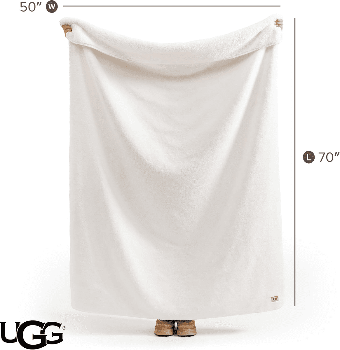 UGG Whitecap 50 x 70-Inch Plush Fleece Throw Blanket in White image 3