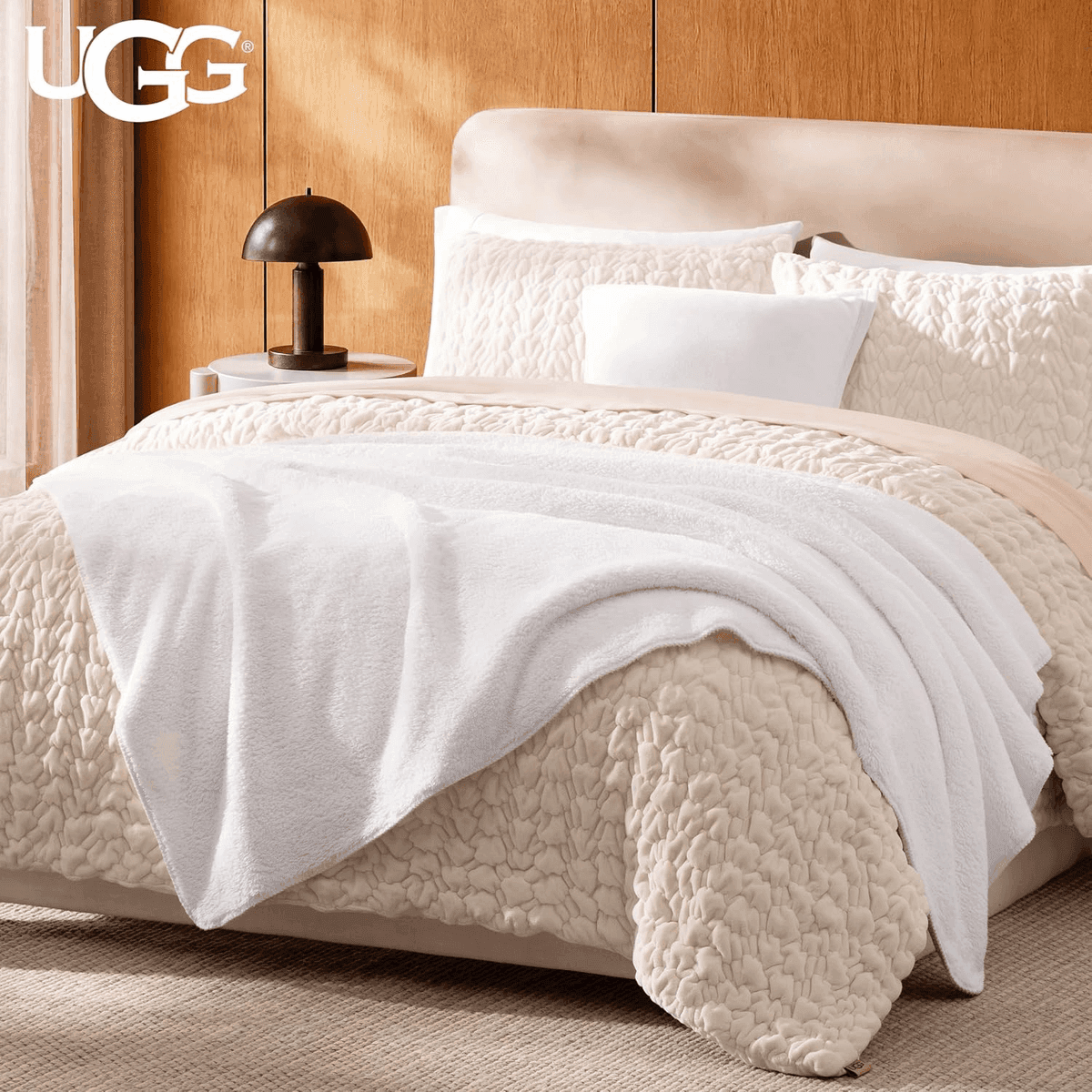 UGG Whitecap 50 x 70-Inch Plush Fleece Throw Blanket in White image 2