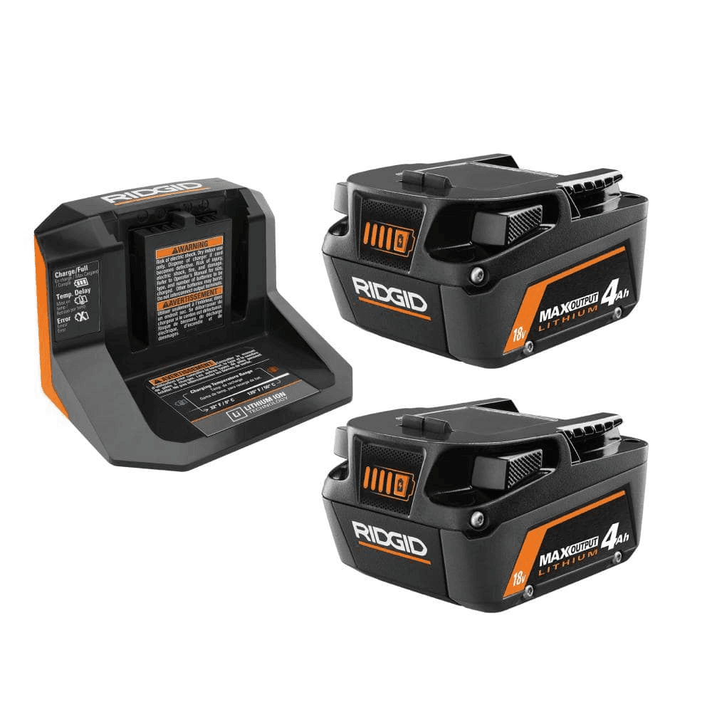 RIDGID 18V MAX Output Starter Kit with Two 4.0Ah Batteries and Charger