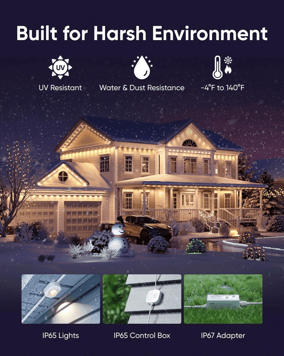 eufy E22 100-Foot Permanent Outdoor Lights - 60 Triple-LED Lights image 4