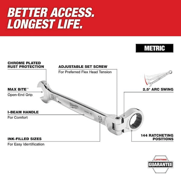 Milwaukee 15-Piece Metric Flex-Head Ratcheting Wrench Set image 3
