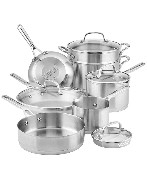 KitchenAid 3-Ply Base Stainless Steel 11-Piece Cookware Set